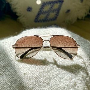 Chanel Brown Titanium Pilot Sunglasses Aviators